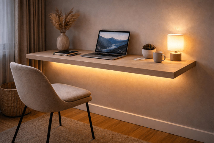 LED-підсвітка для floating desk створює ефект паріння без помилок монтажу